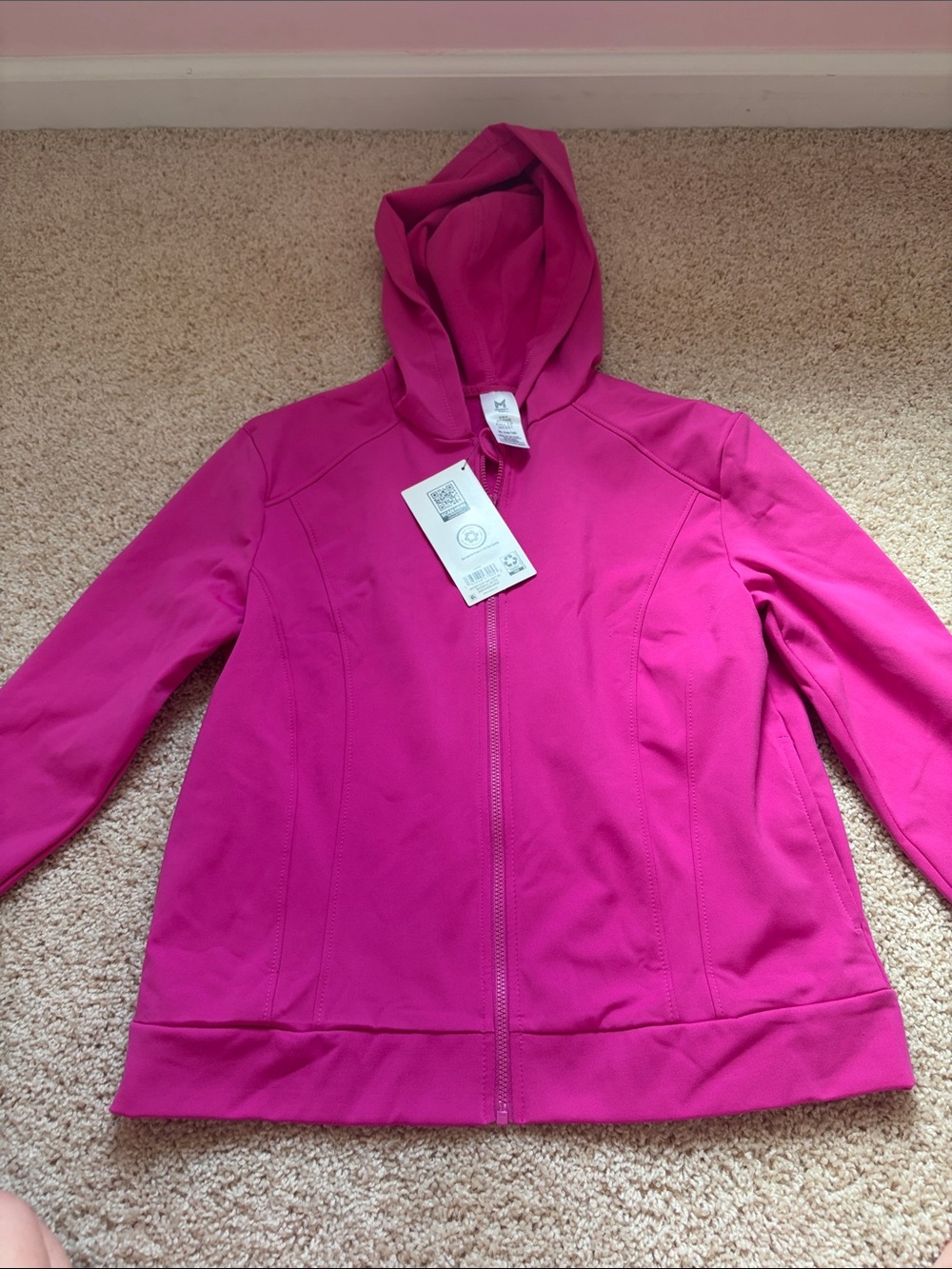 Girls Hooded Zip Jacket - Fuchsia Pink NWT